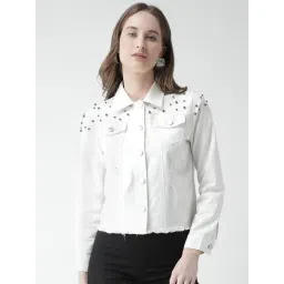 KASSUALLY White Cotton Embellished Denim Jacket-picture-42