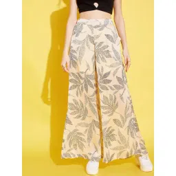 KASSUALLY White Printed High Rise Palazzos-picture-18