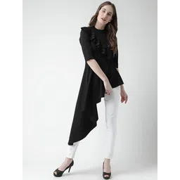 KASSUALLY Women Black Solid High-Low Top-picture-19