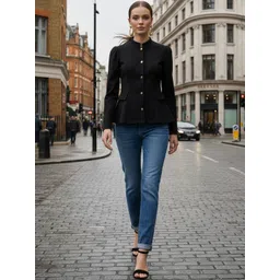 KASSUALLY Women Black Solid Tailored Jacket-picture-11