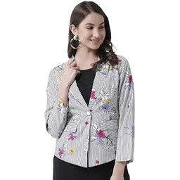 kassually Women Blazer Women Black & White Striped Single-Breasted Blazer-picture-14