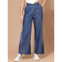 KASSUALLY Women Blue Straight Fit High-Rise Cotton Jeans-image-30