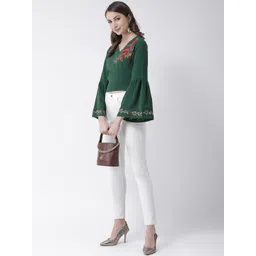 KASSUALLY Women Floral Embroidered Bell Sleeves Crop Styled Back Top-picture-14