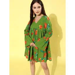 Kassually Women Gorgeous Green Floral Dress-picture-31
