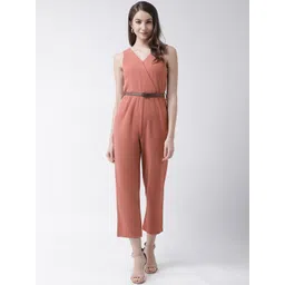 KASSUALLY Women Peach-Coloured Solid Wrap Basic Jumpsuit-picture-27