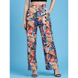 KASSUALLY Women Printed Straight Fit Trousers-picture-39