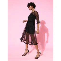 KASSUALLY Women Stylish Black Solid Tulle Dress image 3