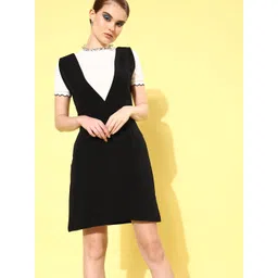 KASSUALLY Women Stylish Black Solid Twofer Take Knee Length Dress-picture-11