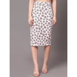 KASSUALLY Women White & Pink graphic Printed Skirts-picture-10