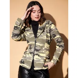 KASSUALLY Yellow & Black Cotton Camo Print Blazer-picture-28