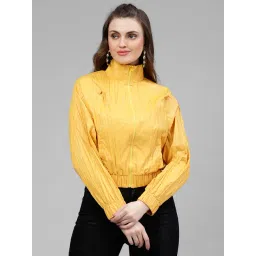 KASSUALLY Yellow Relaxed Fit Bomber Jacket-picture-21