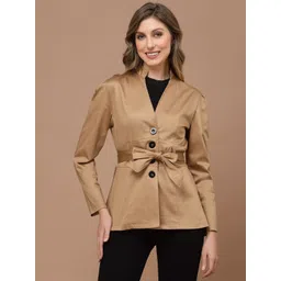 kassually Women Solid Single Breasted Casual Blazer image 1