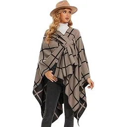 kastwave Women's Shawl Wrap Poncho Ruana Cape Open Front Cardigan Shawls for Fall Winter-picture-23