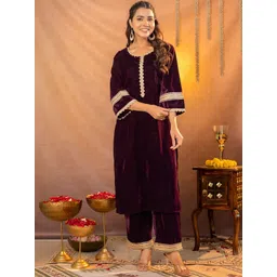 KASYA Lace-Detail Velvet Tunic & Trouser-picture-26