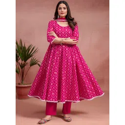 KASYA Women Floral Printed Regular Pure Cotton Kurta with Trousers & With Dupatta-picture-17