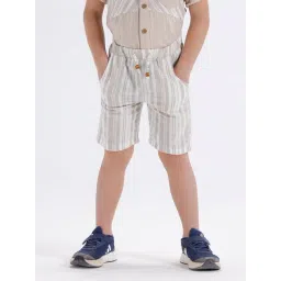 Kate & Oscar Boys Beige Striped Shorts-picture-23