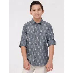 Kate & Oscar Boys Blue Cotton Printed Shirt-picture-18