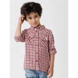 KATE & OSCAR Boys Red & White Checked Casual Shirt-picture-13