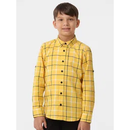 KATE & OSCAR Boys Smart Checked Roll-Up Sleeves Cotton Casual Shirt-picture-19