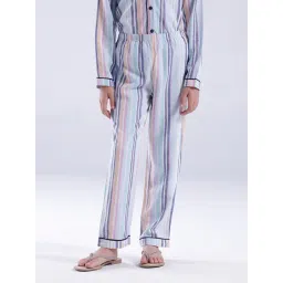Kate & Oscar Girls Blue Cotton Striped Sleepwear Trousers-picture-22