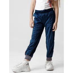 KATE & OSCAR Girls Blue Solid Velvet Joggers-picture-28
