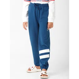 KATE & OSCAR Girls Navy Blue Colourblocked Cotton Track Pants-picture-32