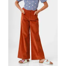 Kate & Oscar Kids Brown Cotton Flared Fit Trousers-picture-35