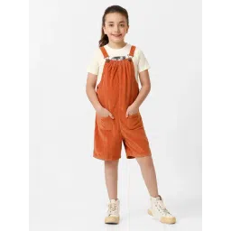 Kate & Oscar Kids Brown Solid Dungaree-picture-17