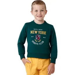 Kate & Oscar Kids Green Cotton Printed Full Sleeves Sweatshirt-picture-40