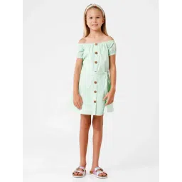 Kate & Oscar Kids Green Cotton Regular Fit Dress-picture-30