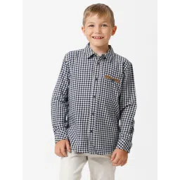 Kate & Oscar Kids Navy Checks Full Sleeves Shirt-picture-38