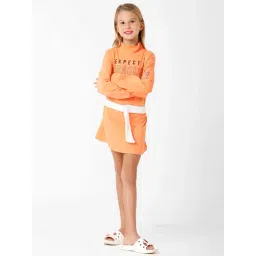 Kate & Oscar Kids Peach Cotton Printed Full Sleeves Dress-picture-23