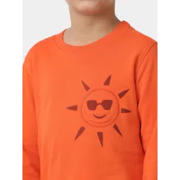 Kate & Oscar Unisex Orange Cotton Printed Full Sleeves Sweatshirts image 4