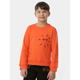 Kate & Oscar Unisex Orange Cotton Printed Full Sleeves Sweatshirts image 1