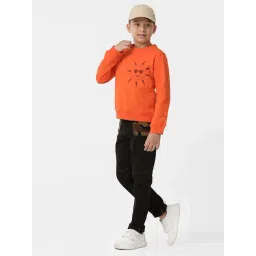 Kate & Oscar Unisex Orange Cotton Printed Full Sleeves Sweatshirts image 5