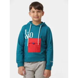 Kate & Oscar Unisex Teal & Red Cotton Solid Full Sleeves Hoodies-picture-18