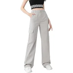 kateclo High-Waist Baggy Cargo Cotton Pants for Women | Stylish Casual Cargo for Girls-picture-38