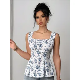 KATECLO Women Floral Printed Gathered or Pleated Peplum Top-picture-38