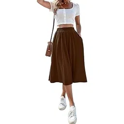 kateclo Women’s midi Flared Skirt | Western Summer Wear | Lightweight Soft Fabric | Casual Maxi Skirt-picture-24