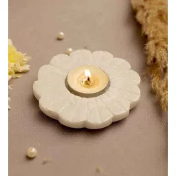 katkaria creations White Marble Table Tealight Holder With Candles-picture-23