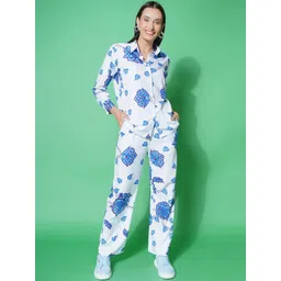KATLINE Floral Printed Shirt With Trouser Co-Ords-picture-37