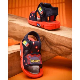 KATS Baby Text Patch Detailed Musical Velcro Closure Sandals - Red-picture-10