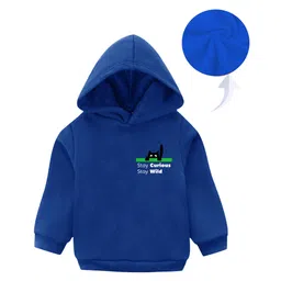 KAVEE Full Sleeves Cat Printed Hooded Sweatshirt - Royal Blue-picture-15