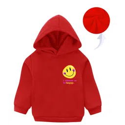 KAVEE Full Sleeves Smiley Printed Hooded Sweatshirt - Red-picture-11