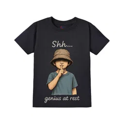 KAVEE Pure Cotton Half Sleeves Boy Printed Bio Washed Tee - Black-picture-31