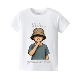 KAVEE Pure Cotton Half Sleeves Boy Printed Bio Washed Tee - White-picture-10