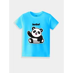 KAVEE Pure Cotton Half Sleeves Cute Panda Printed Bio Washed Tee - Sky Blue-picture-18