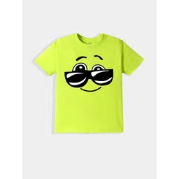 KAVEE Pure Cotton Half Sleeves Goggles Printed Bio Washed Tee -Neon Green-picture-20