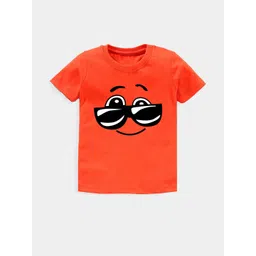 KAVEE Pure Cotton Half Sleeves Goggles Printed Bio Washed Tee - Orange-picture-56