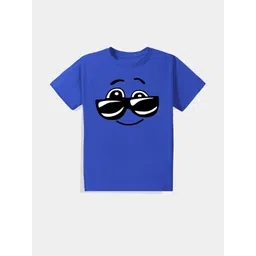 KAVEE Pure Cotton Half Sleeves Goggles Printed Bio Washed Tee -Royal Blue-picture-29